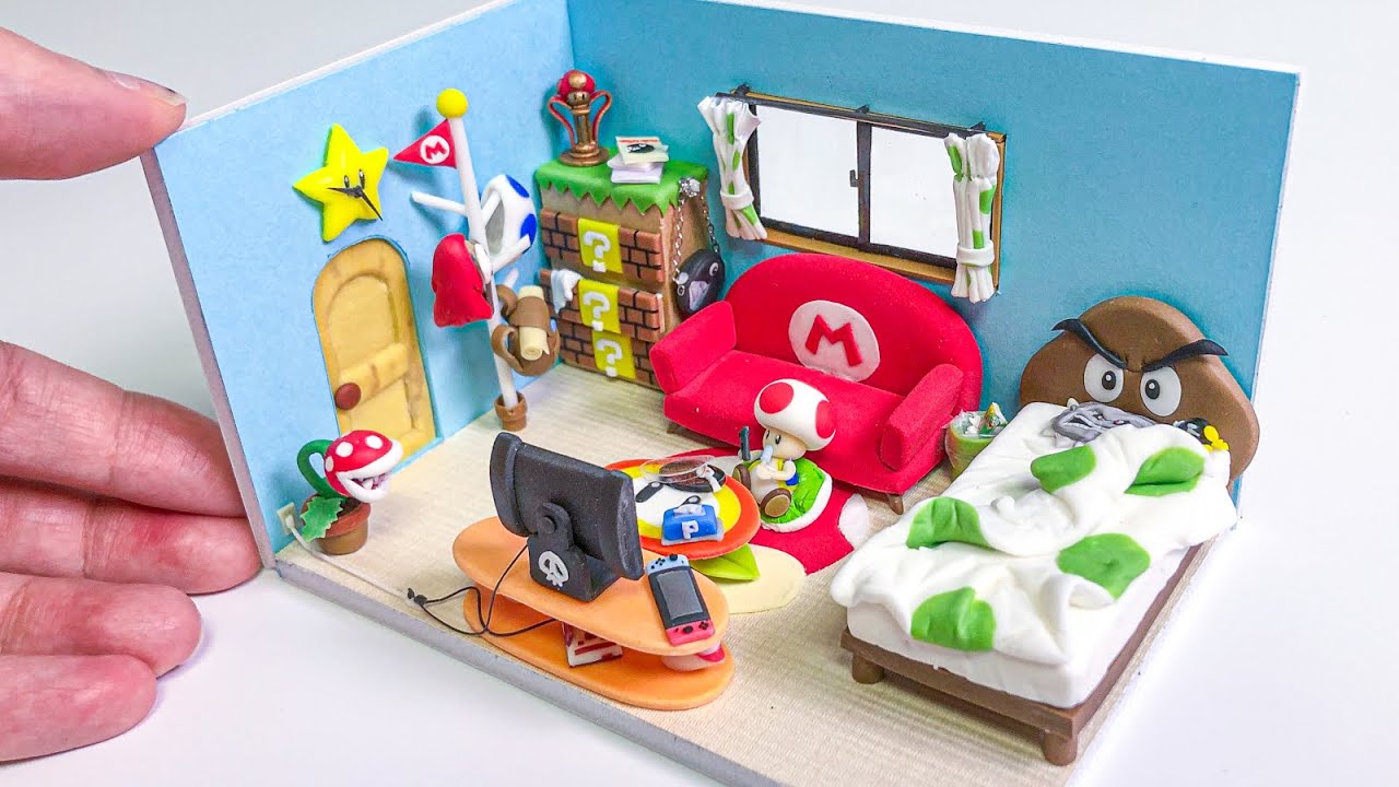Miniature Toad's Room(Mario) - Polymer Clay Tutorial