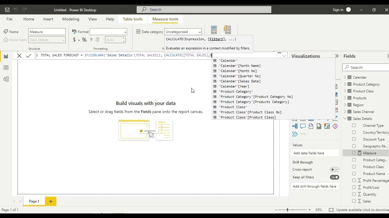 Data forecasting using DAX functions