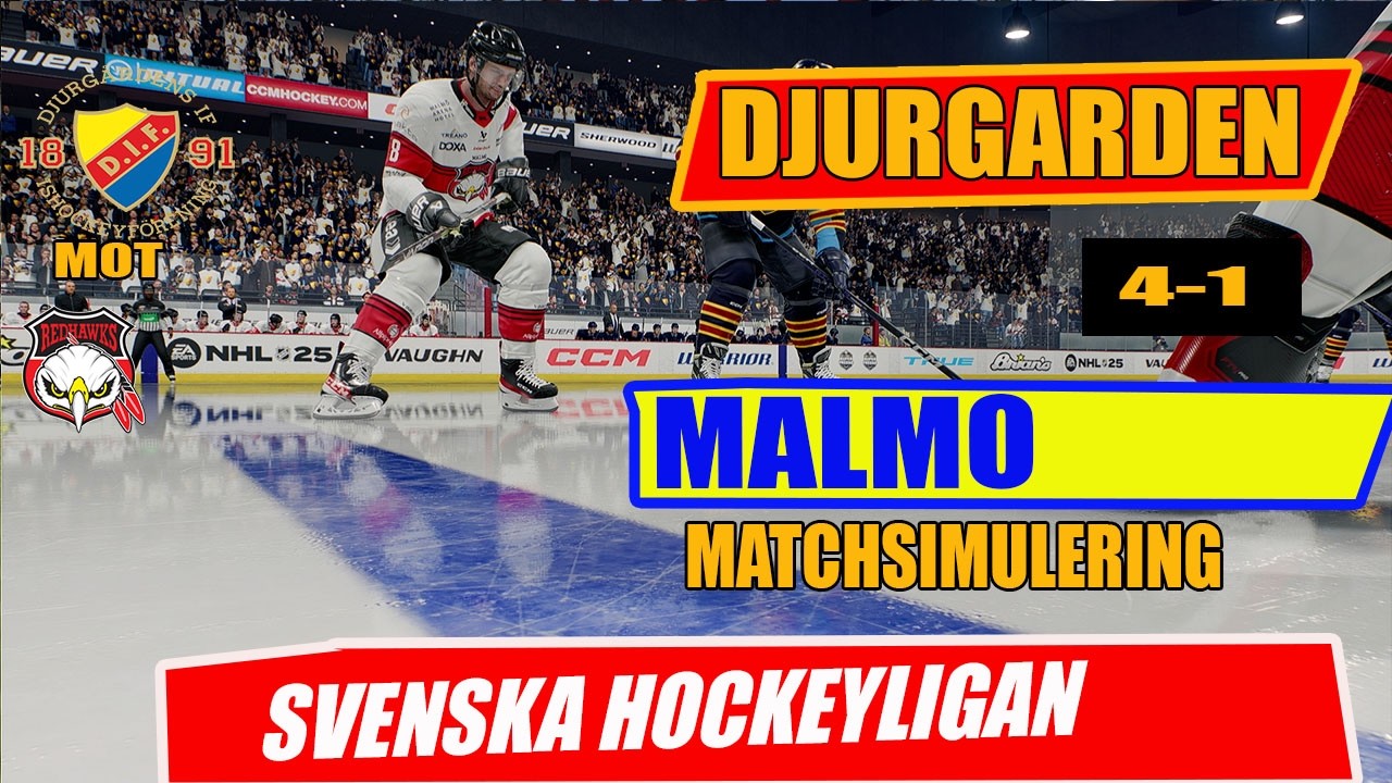 Юргорден vs Мальмё Редхокс | Моделирование матча 4–1 | Геймплей Шведской хоккейной лиги
