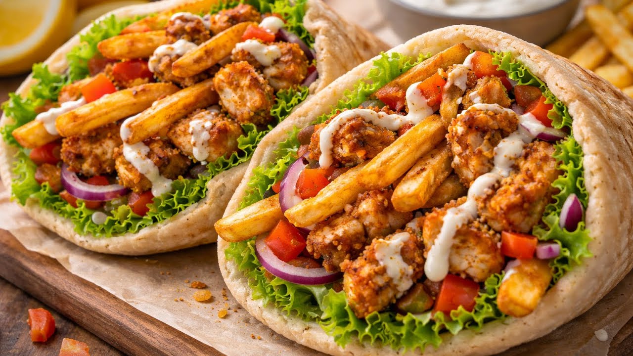 Stuffed Pita Bread Pockets with Crispy Chicken | Easy Street-Style Recipe