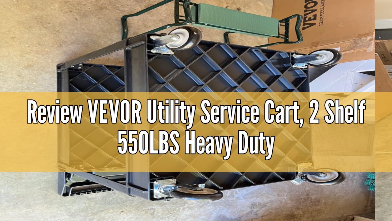 Review VEVOR Utility Service Cart, 2 Shelf 550LBS Heavy Duty Plastic Rolling Utility Cart with 360&deg;