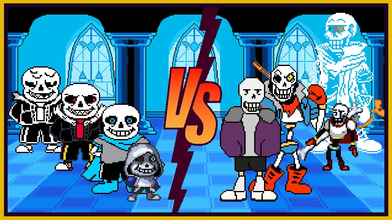 MUGEN - Sans AU Team VS Papyrus and AUs [Undertale AU Fight]