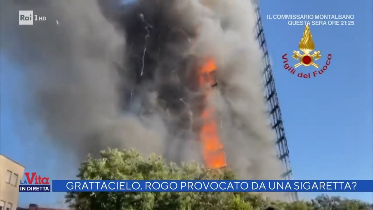 Grattacielo Torre dei Moro. Rogo provocato da una sigaretta? - La vita in diretta 15/09/2021