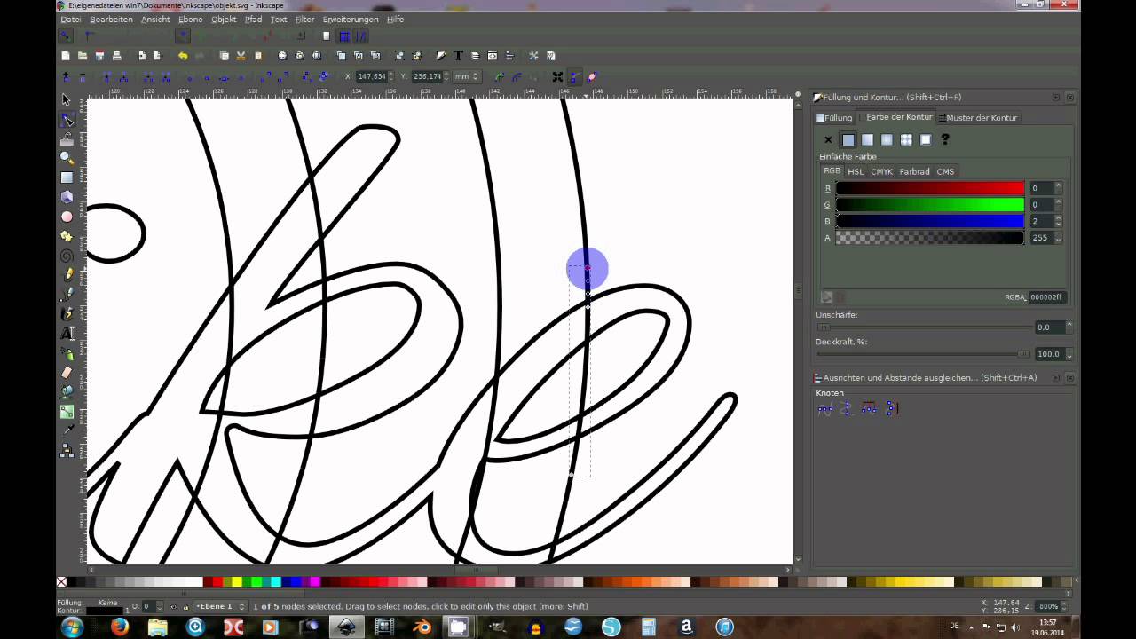 Inkscape Text durch Objekte