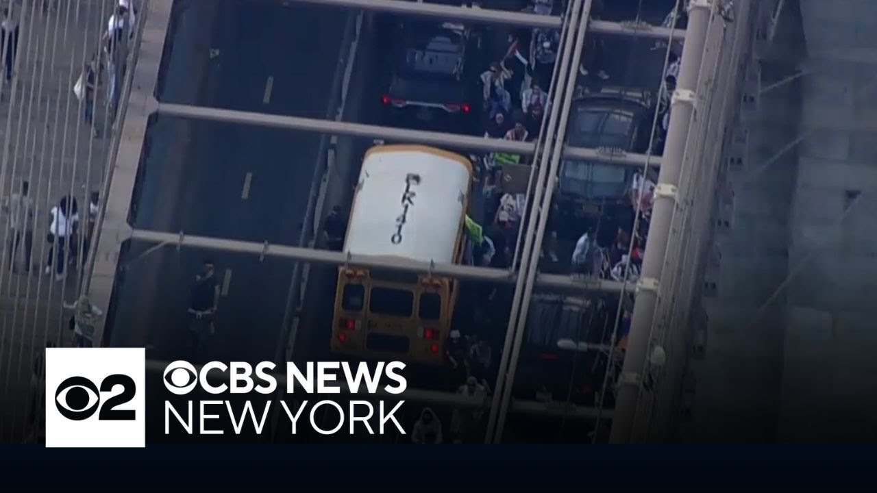 Pro-Palestinian protesters swarm Brooklyn Bridge