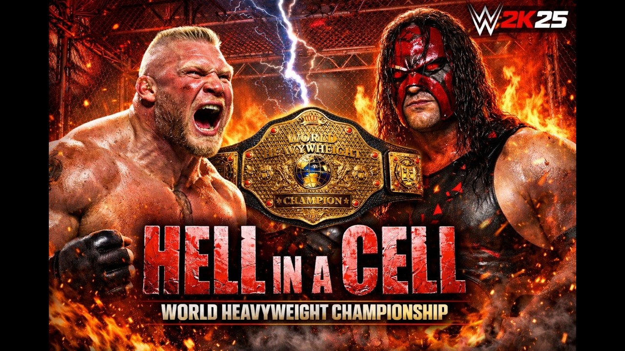 BROCK LESNAR vs KANE – HELL IN A CELL Match for the World Heavyweight Championship | WWE 2K25