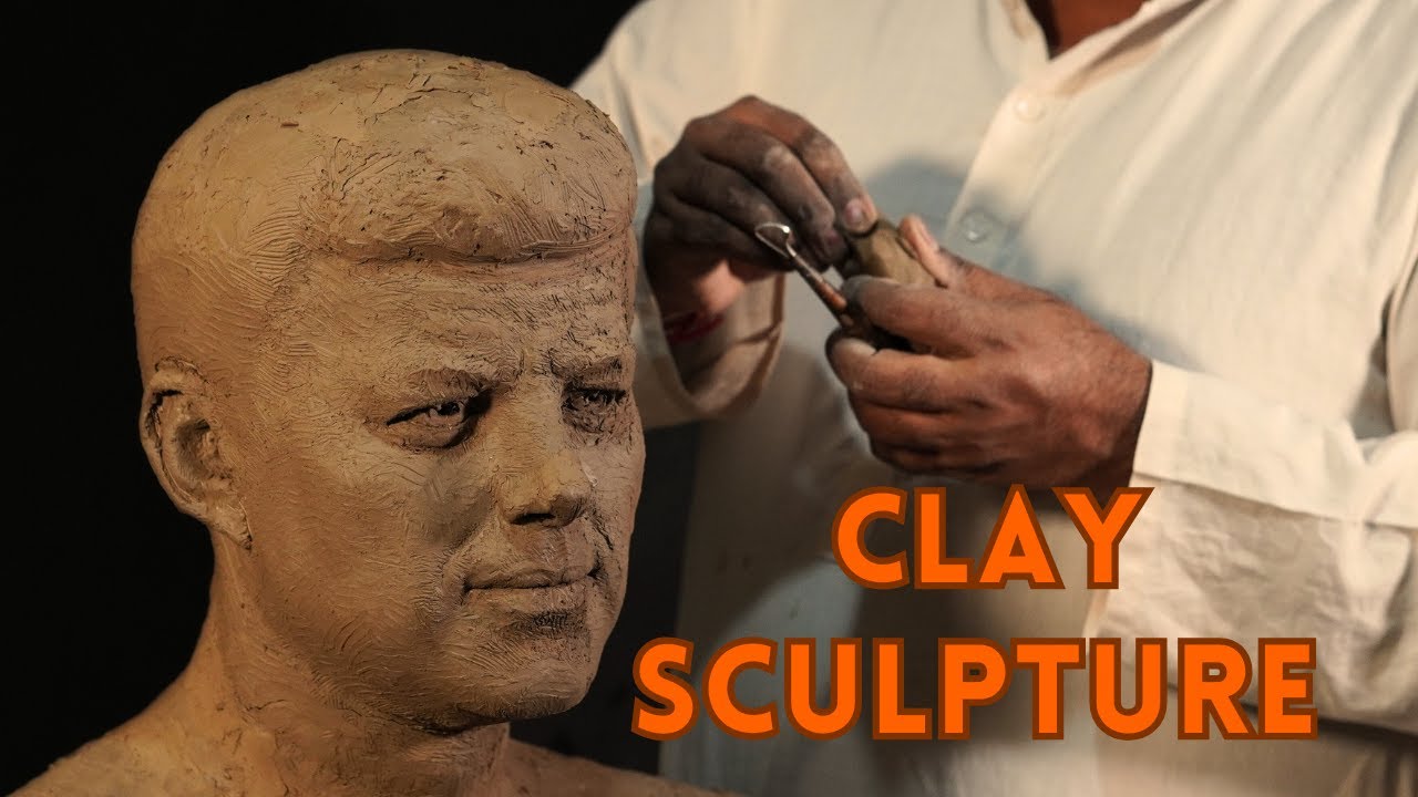 Portrait Sculpt (John F Kennedy) - lifesize bust - Clay statue