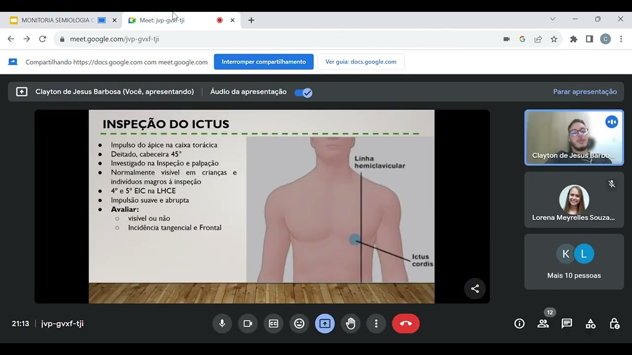 Inspeção e Palpação Cardiovascular - Aula teórica