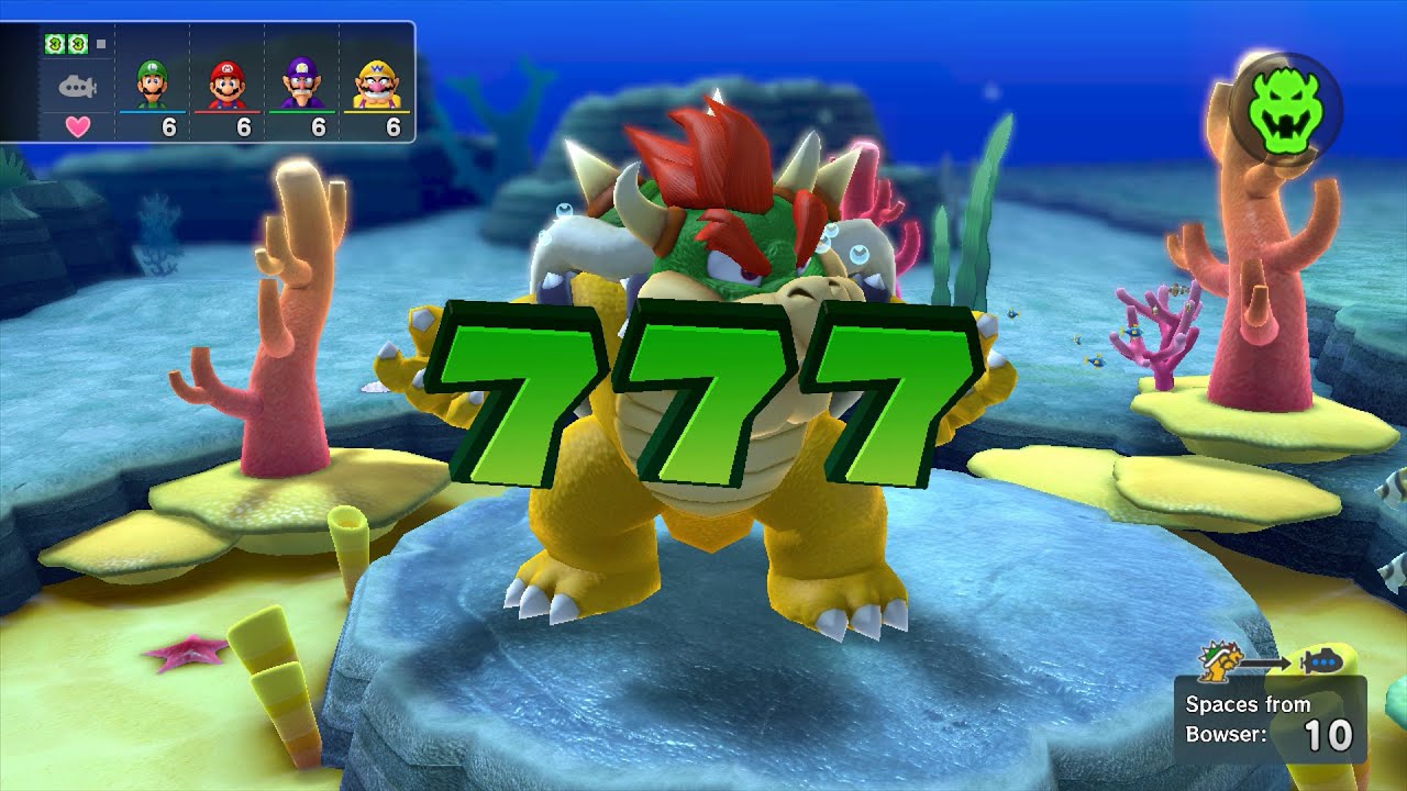 Mario Party 10 - Luigi, Mario, Waluigi, Wario vs Bowser - Whimsical Waters