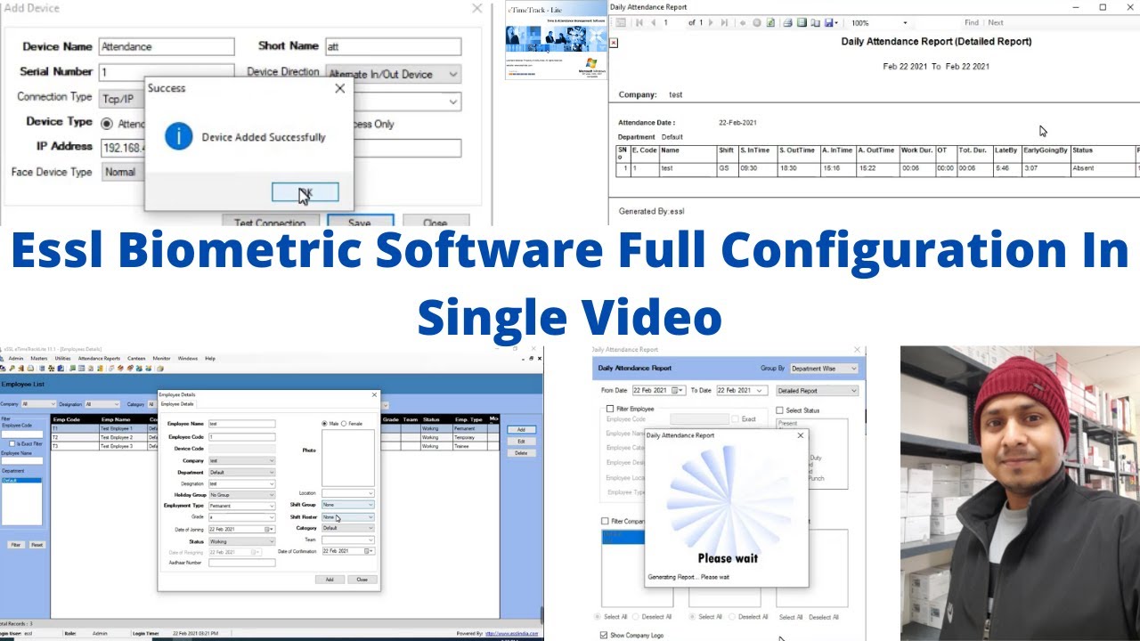 essl etimetracklite biometric time attendance software | generate attendance report