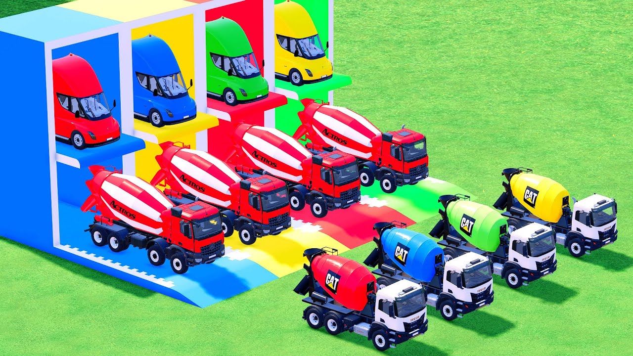 Гараж с красками - Бетоносмеситель с двойным бортовым прицепом, Scania, MAN - FS22