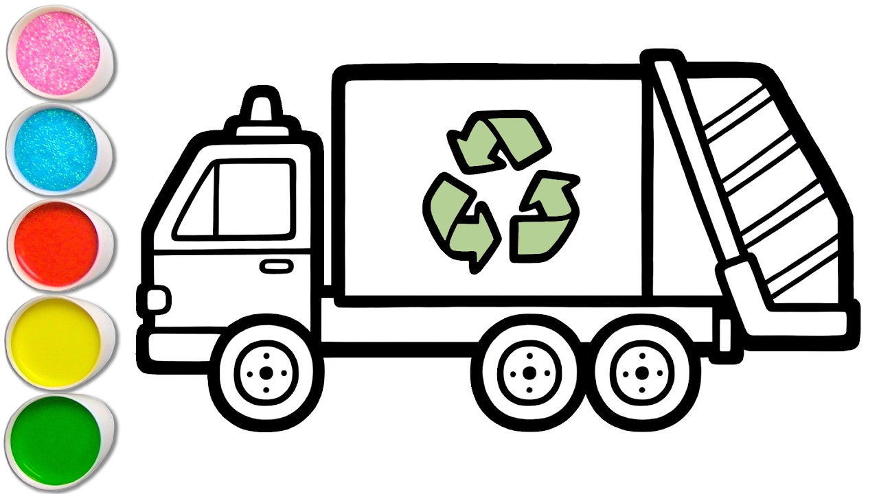 Gambar Truk Daur Ulang Menggambar, Melukis, Mewarnai untuk Anak ♻🚚♻ Daur Ulang Sampah Anda #402