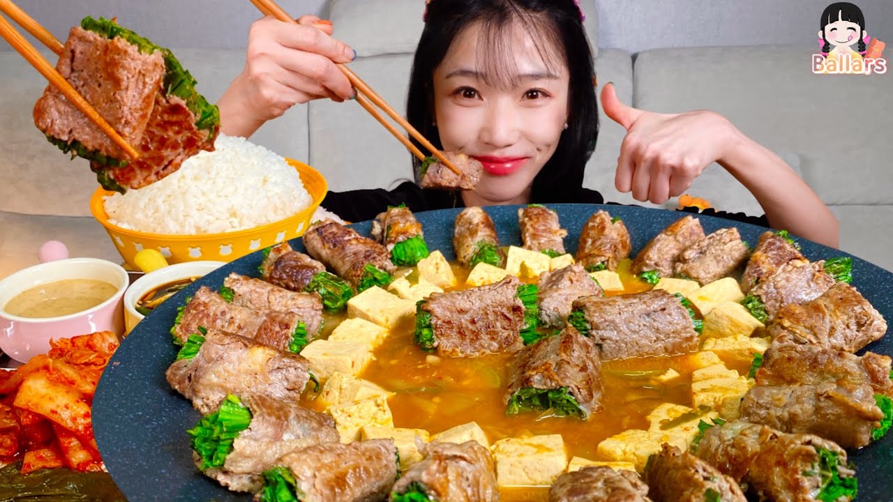 고기말이에 된장찌개🌸 무슨 말이 더 필요하단 말이오? 고기말이와 된장찌개, 김치 먹방 Grilled Beef Rolls, Doenjangjjigae, Kimchi Mukbang