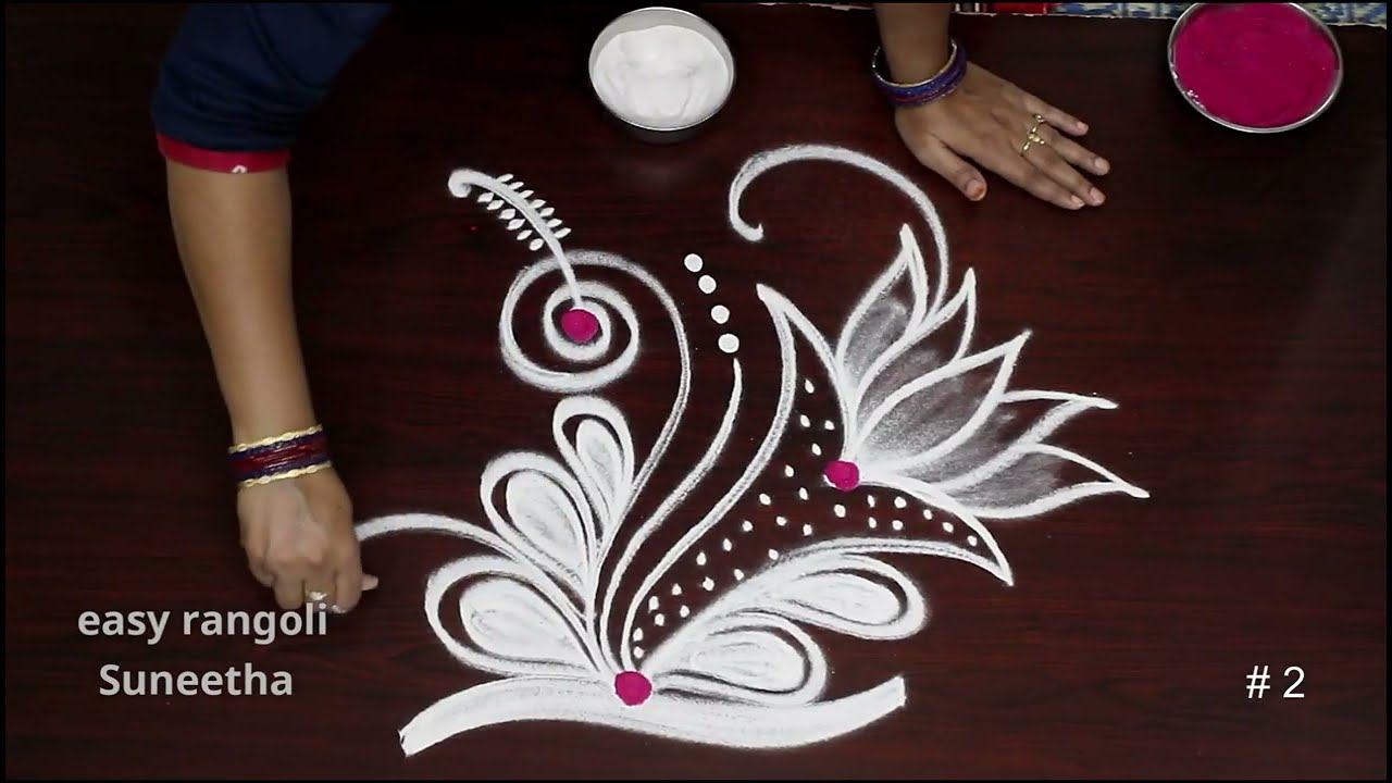 2 Very easy Freehand kolam rangoli designs by Suneetha🌸 Small muggulu