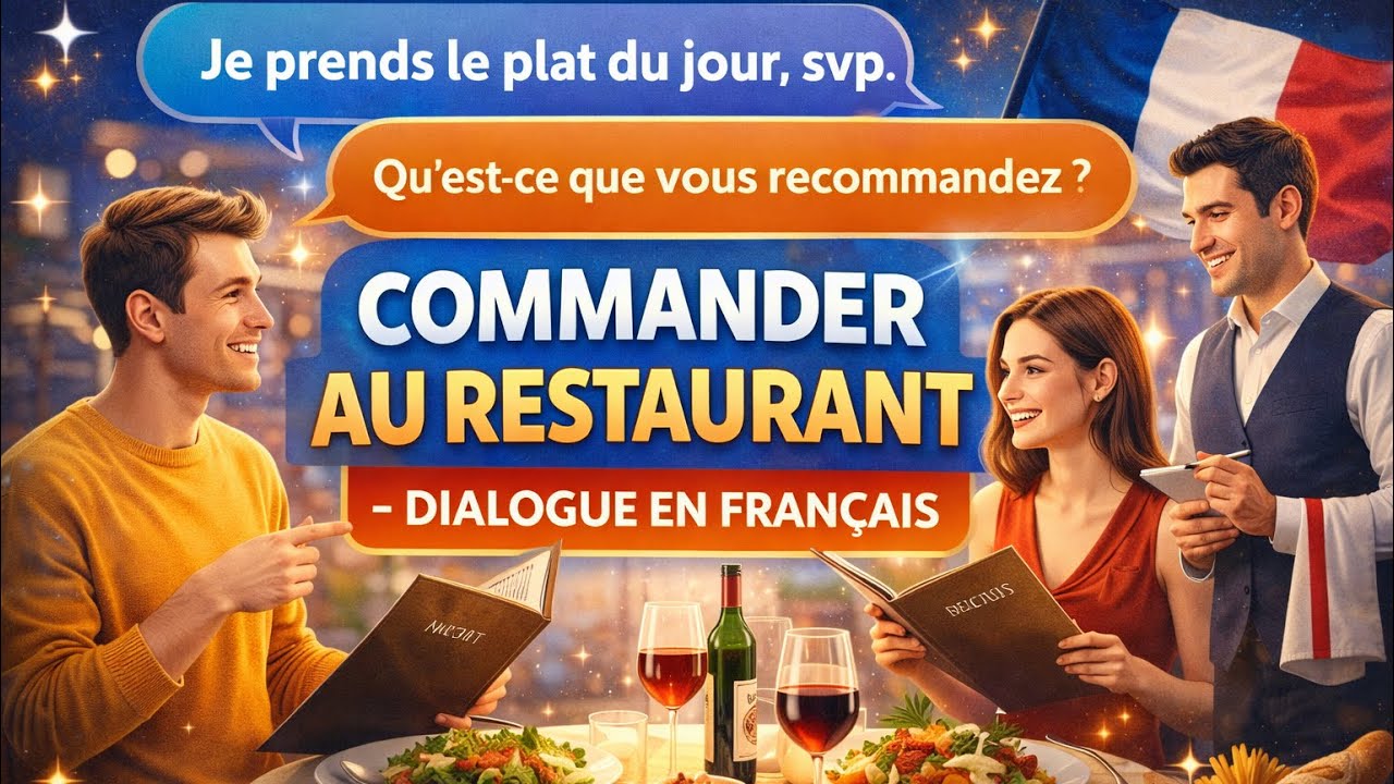 🇫🇷 Commander au Restaurant – Dialogue en français.   #apprendrelefrançais #frenchforbeginners
