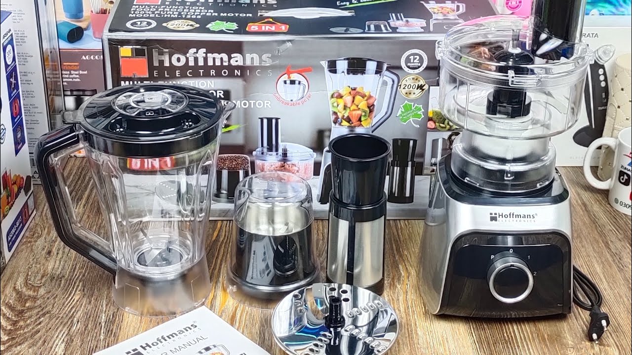 Hoffmans 5 in 1 Food Processor, meat and Vegetable Chopper, vegetable cutter, juicer, spice grinder