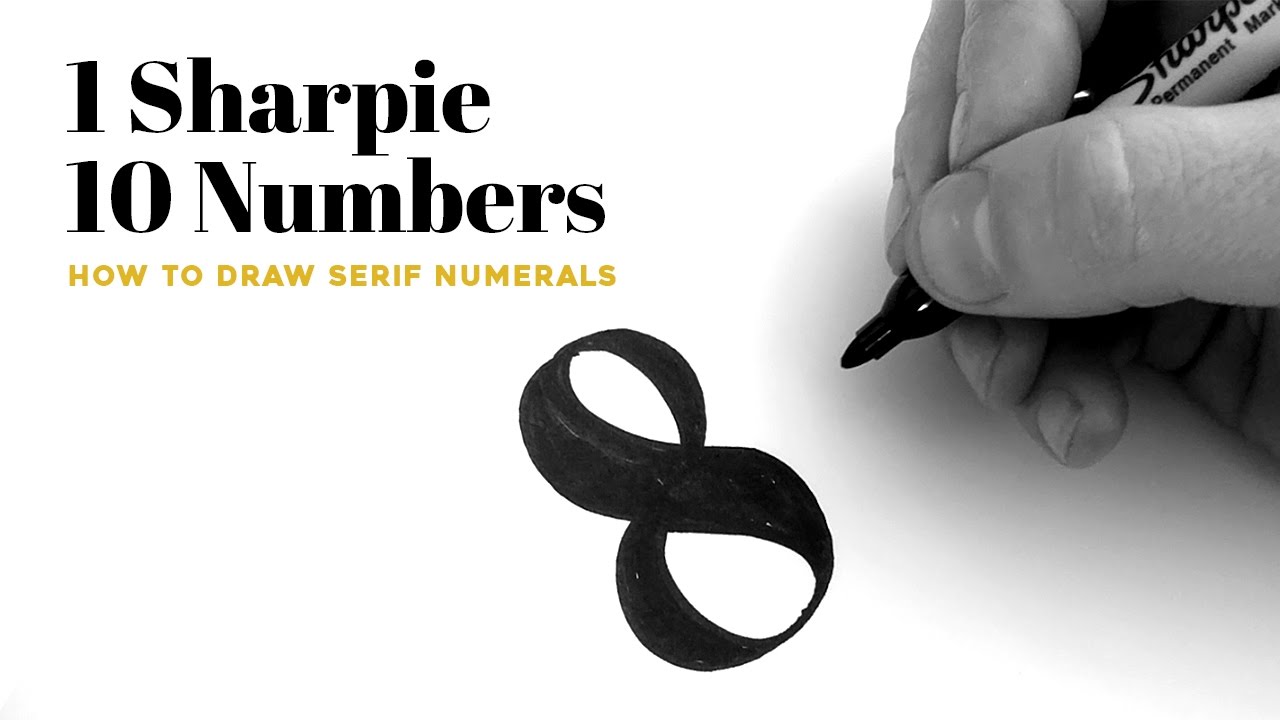 How to DRAW SERIF NUMBERS with a Sharpie - FREE Worksheets!