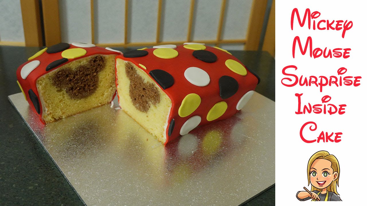 Mickey Mouse Cake Tutorial - Surprise Inside Cake