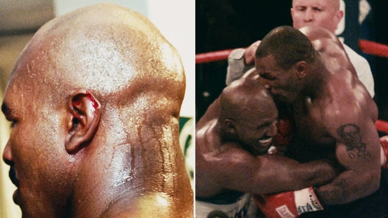 Mike Tyson bei&szlig;t bei Evander Holyfield ein St&uuml;ck vom Ohr ab
