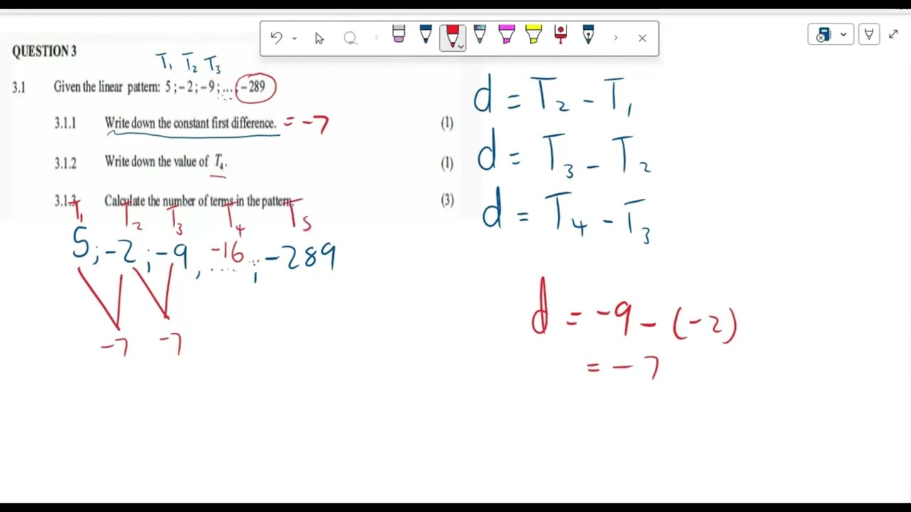 Linear Number Pattern | Example 3 | Mathematics