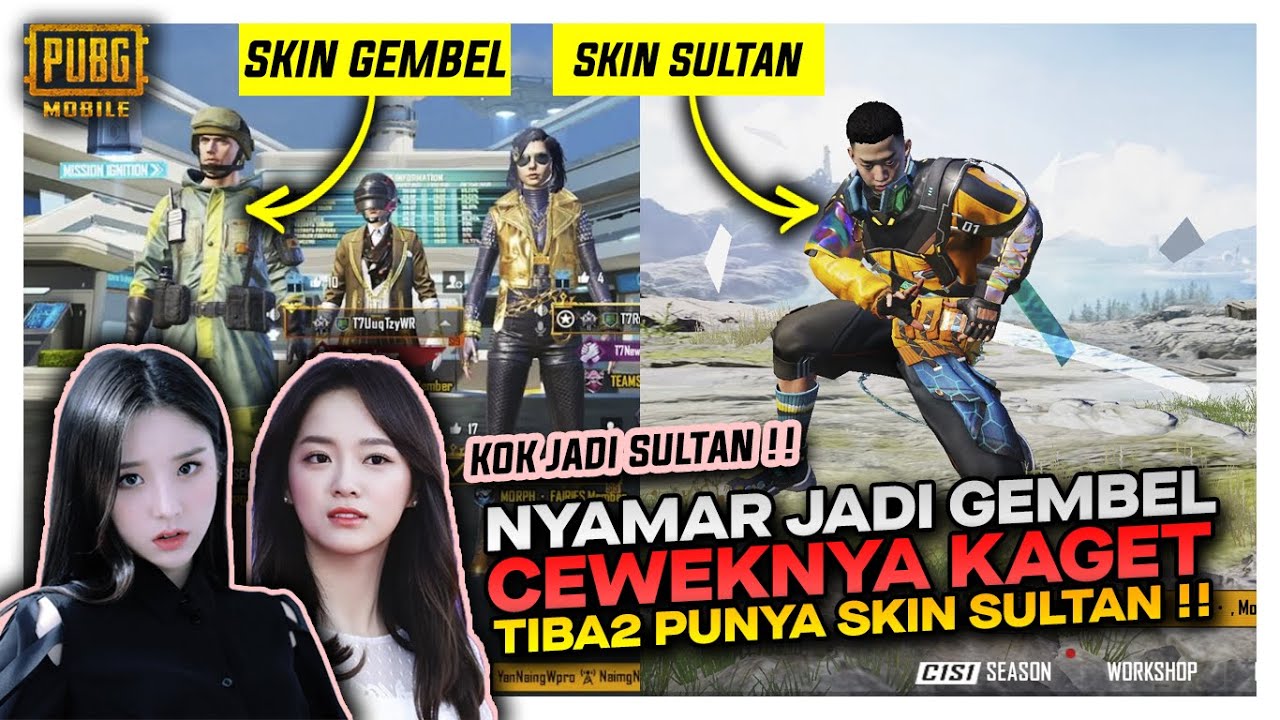 AWALNYA PAKAI SKIN GEMBEL DUA CEWEK CANTIK INI KAGET , TIBA2 BISA PUNYA SKIN SULTAN - PUBG MOBILE