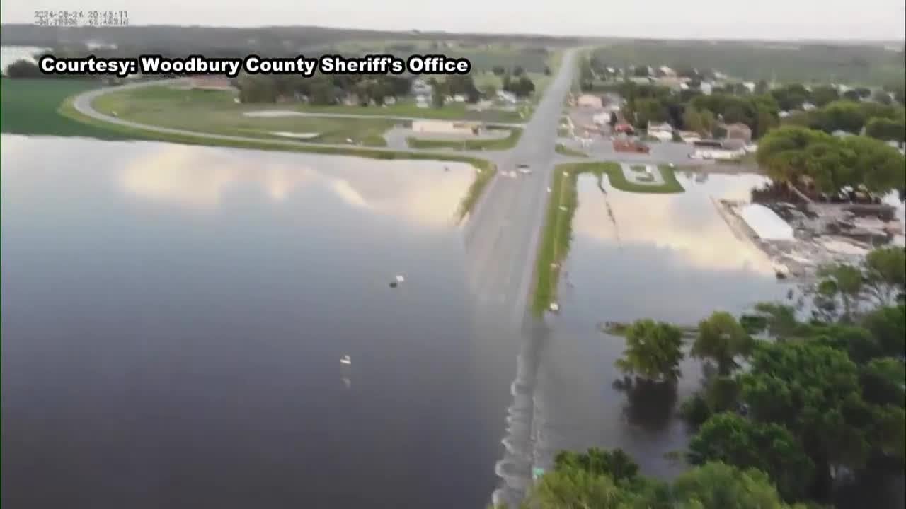 Drone video from June 25 that shows the flooding in Correctionville, IA