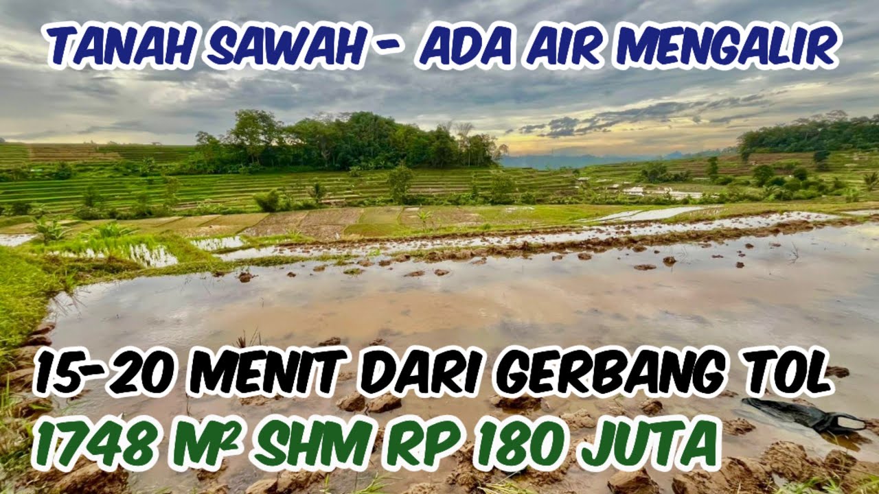 Tanah Sawah Air Mengalir Pemandangan Bagus Luas 1748 m2 Rp 180 Juta di Darangdan Purwakarta