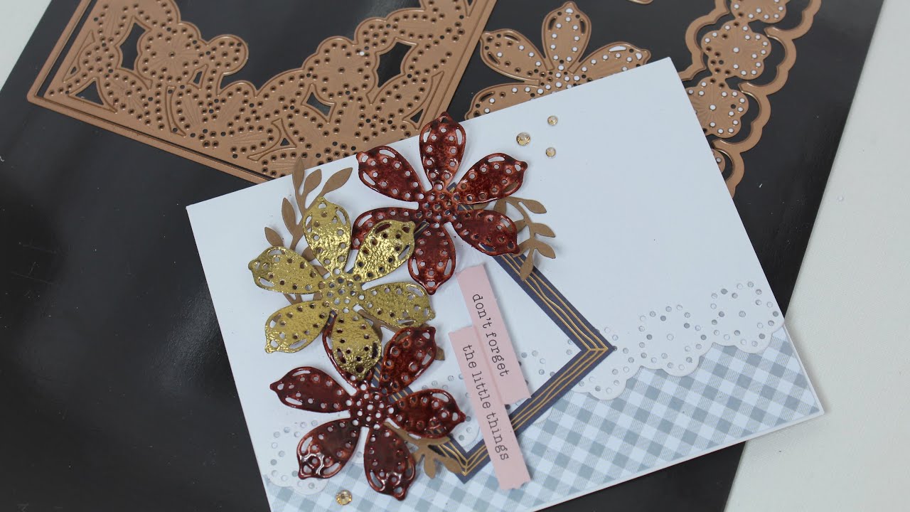 Spellbinders May 2021 Large Die: Stitched Card Front, Border & Flower Review! Enamel Flower Tutorial