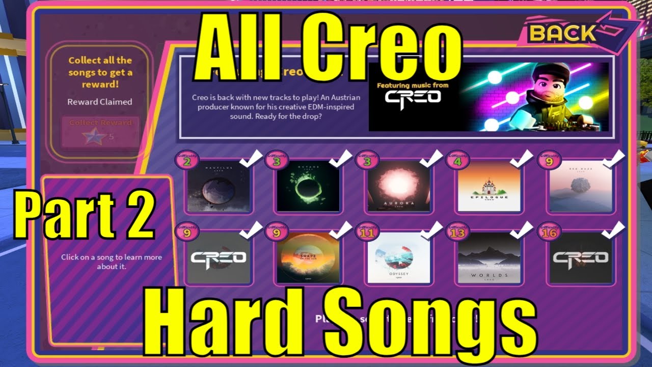 All Creo Songs in One PART 2 | Hard Songs Only | First Playthroughs | RoBeats 18 - 24