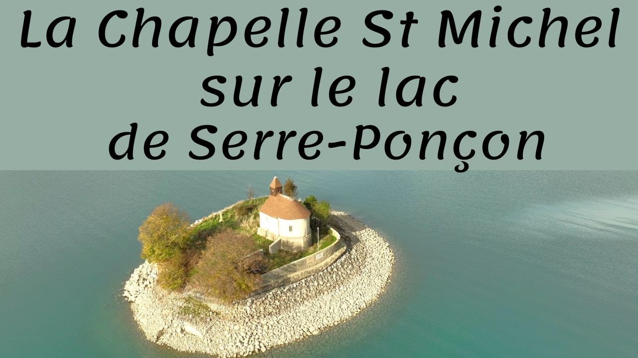 Vol de drone sur la chapelle St Michel sur le lac de Serre-Ponçon dans les Hautes-Alpes (05)