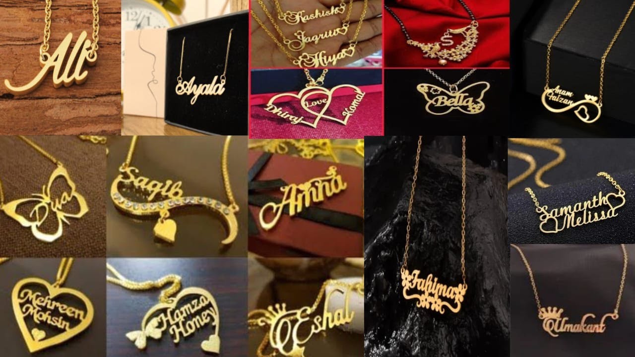 Name locket designs in gold/Name pendant with chain/ #goldchain #namependant #gold #jewelfashion