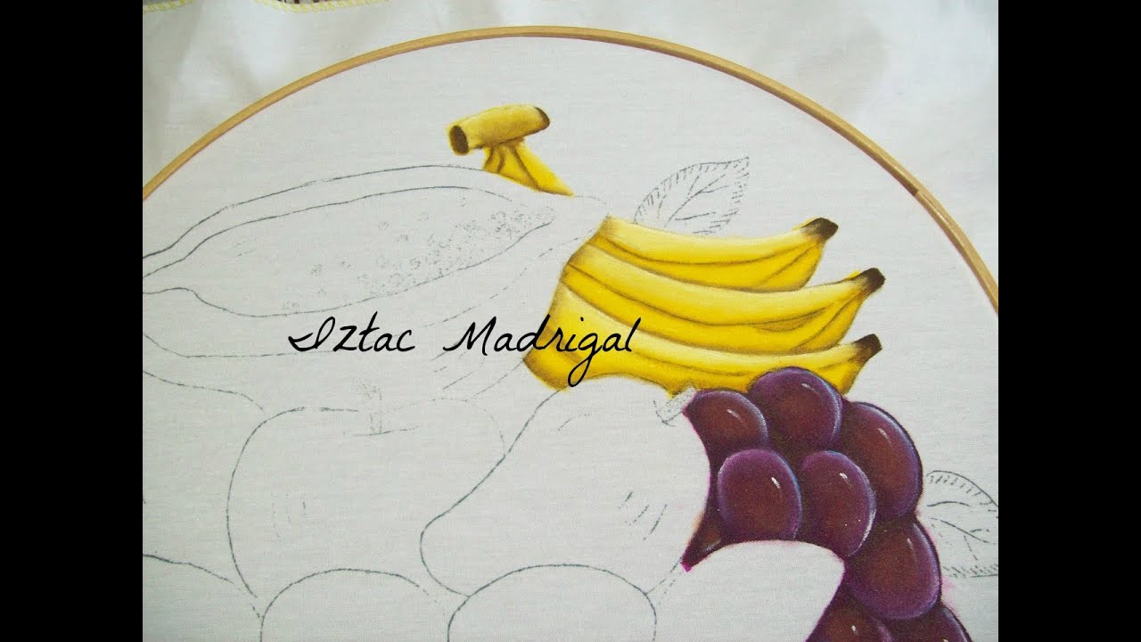 124.- como pintar unos plátanos (bananas) pintura textil. Iztac Madrigal