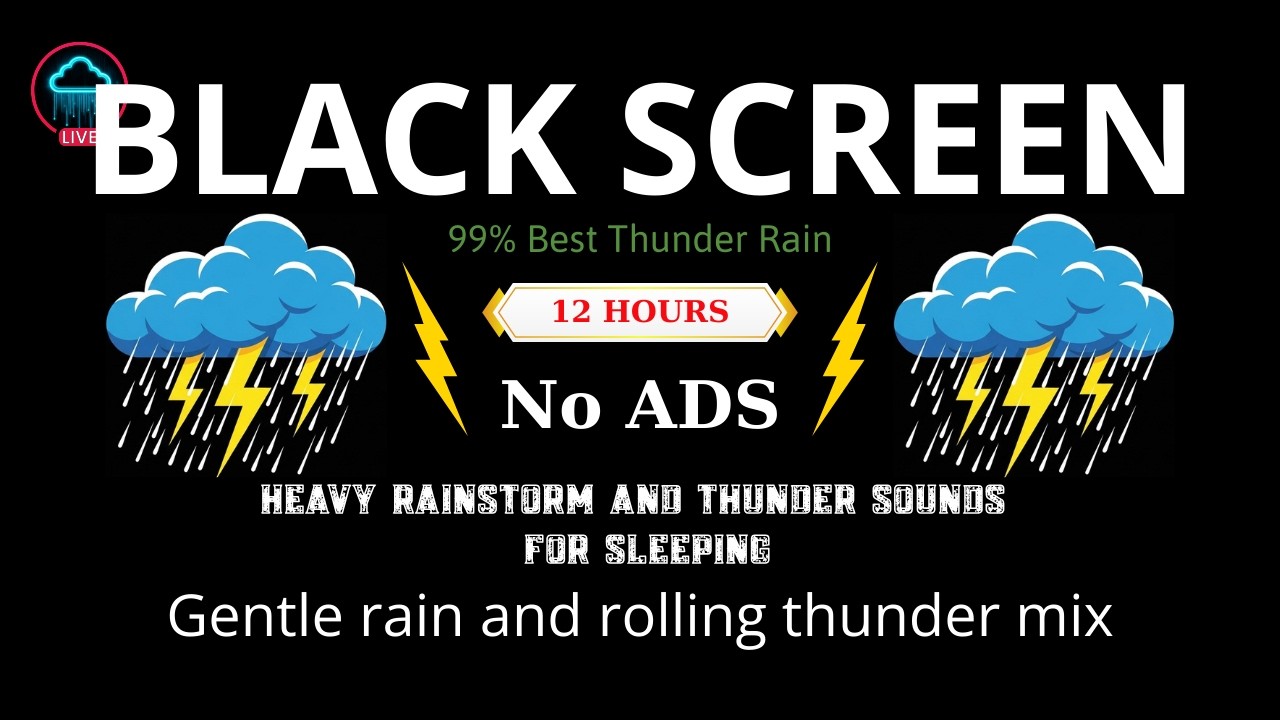 Heavy Rain and Thunder Sounds for Sleeping - Black Screen | Nature Storm Noise to Fall Asleep Fast