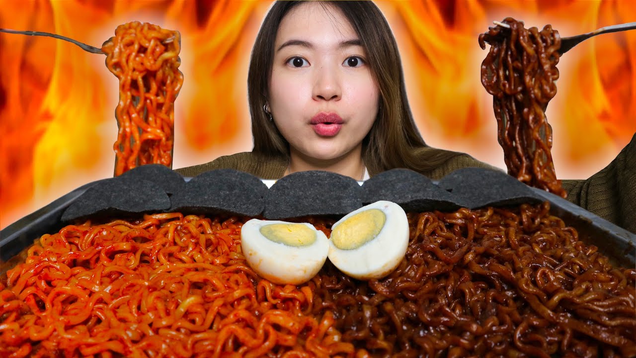MUKBANG SAMYANG JJAJANGMEN + SAMYANG SPICY || MUKBANG INDONESIA