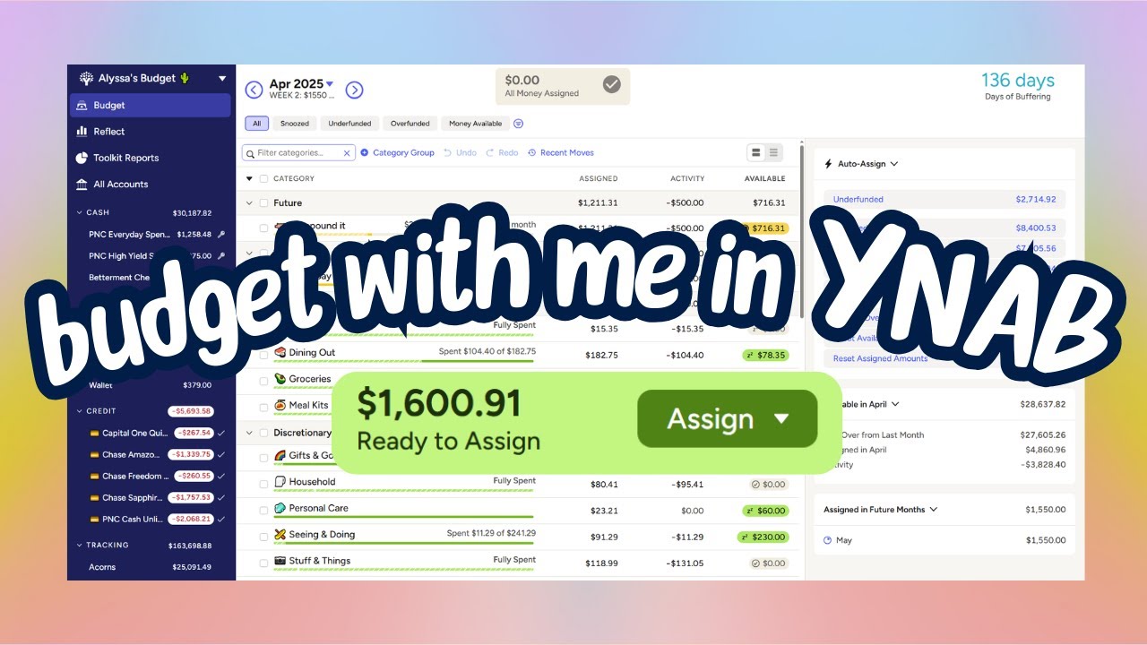 my weekly ynab budget 💰 $1,550 paycheck + a surprise class action payout!