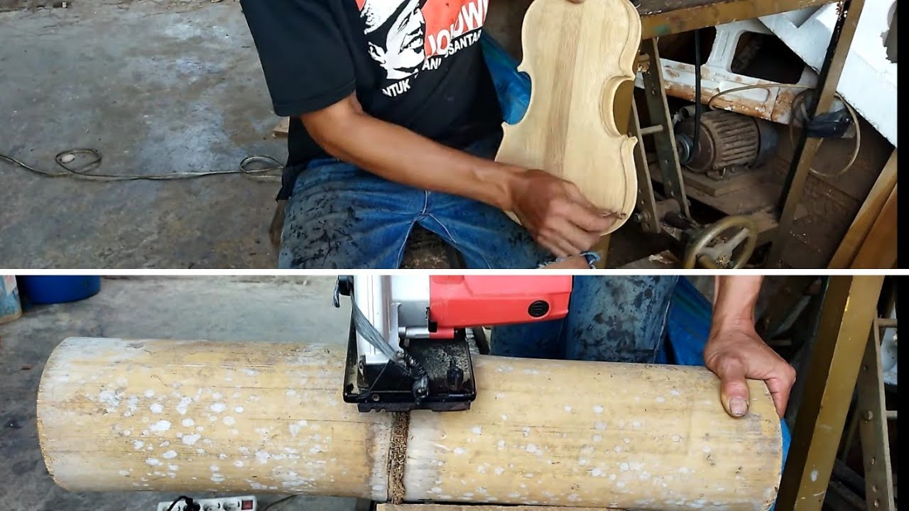 Ancient Technology Of Making Bamboo Violin  By Mr. Jokowi - Woodworking Skill - Talented Carpenter
