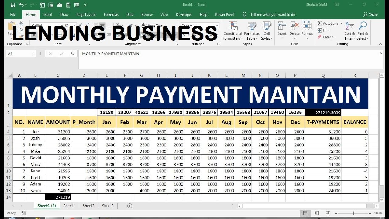 monthly&nbsp;payment&nbsp;schedule excel