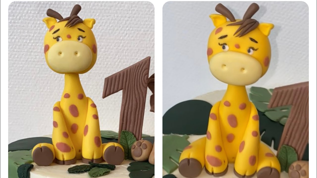 JUNGLE TAART TOPPER MAKEN / FONDANT GIRAF /زرافة بعجينة السكر بطريقة مبسطة