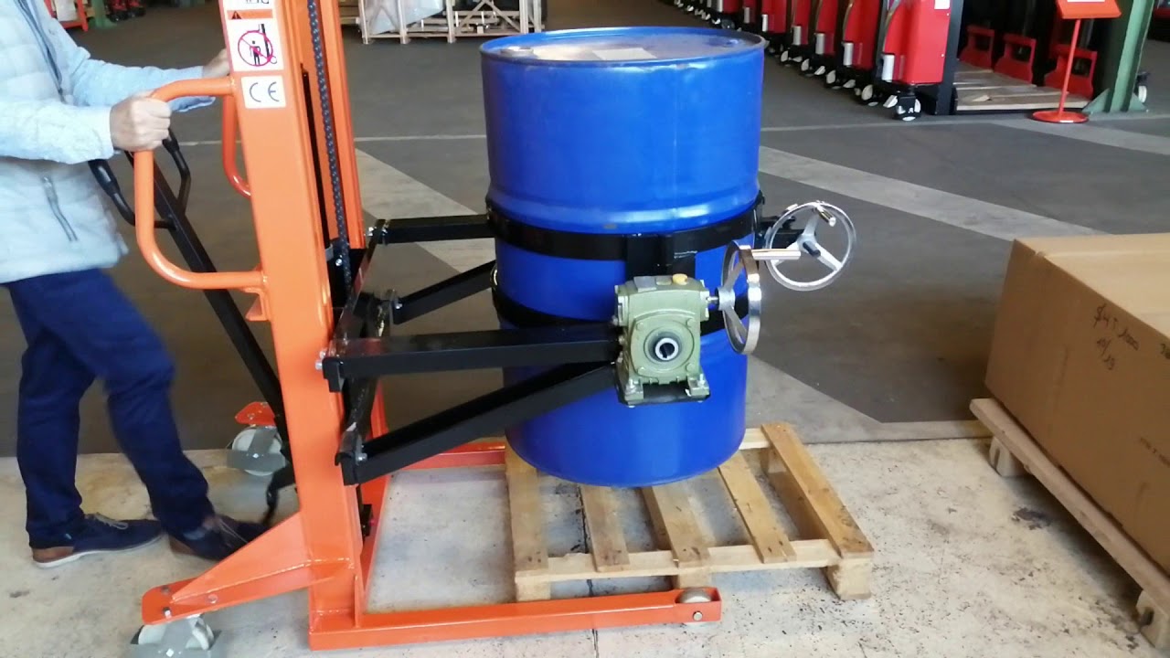 Gerbeur basculeur de fût acier HMK 350 -  PALVAC - Tel : 02 41 27 33 22