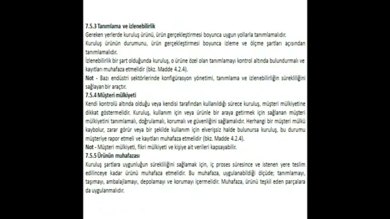 ISO 9001 Tanımlama ve izlenebilirlik, izlenebilirlik sistemi kurma