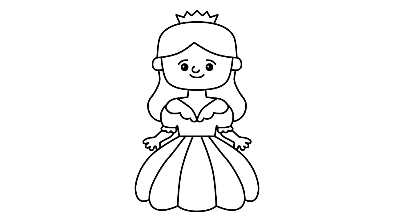 Как нарисовать милую мультяшную принцессу