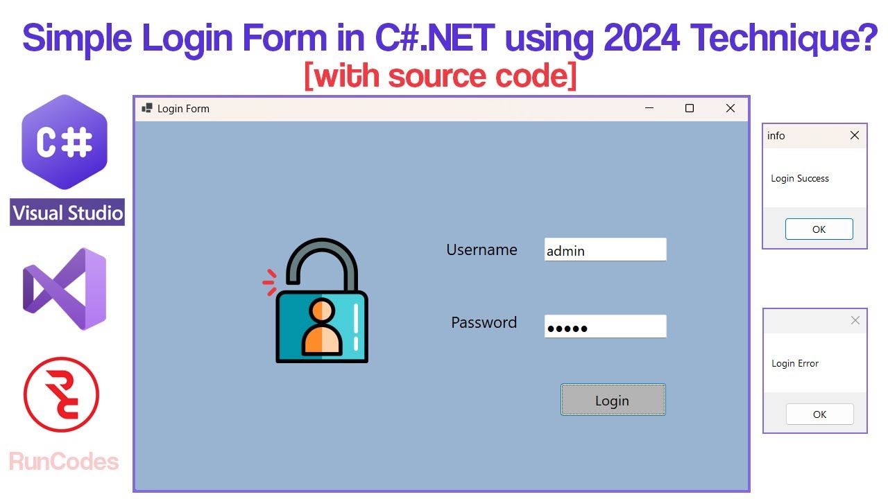 Как создать простую форму входа в систему на C#.NET с помощью Visual Studio 2022? [С исходным кодом]
