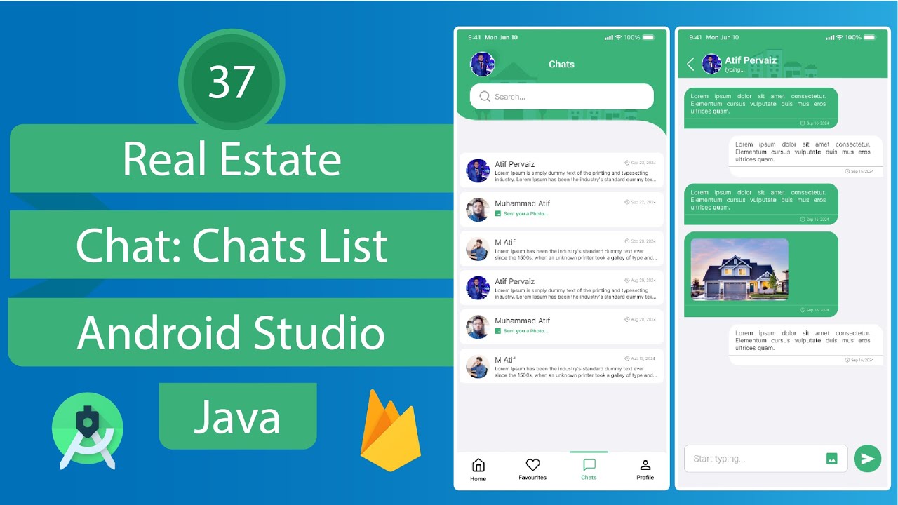 Real Estate App - 37 Chats List - Android Studio - Java