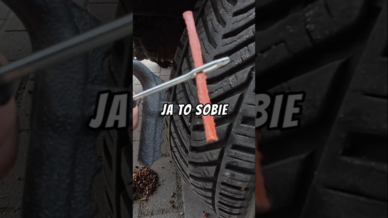 Naprawa opony szybko i tanio #shorts #tireplug #naprawaopony #sznurowanieopony #youtubeshorts