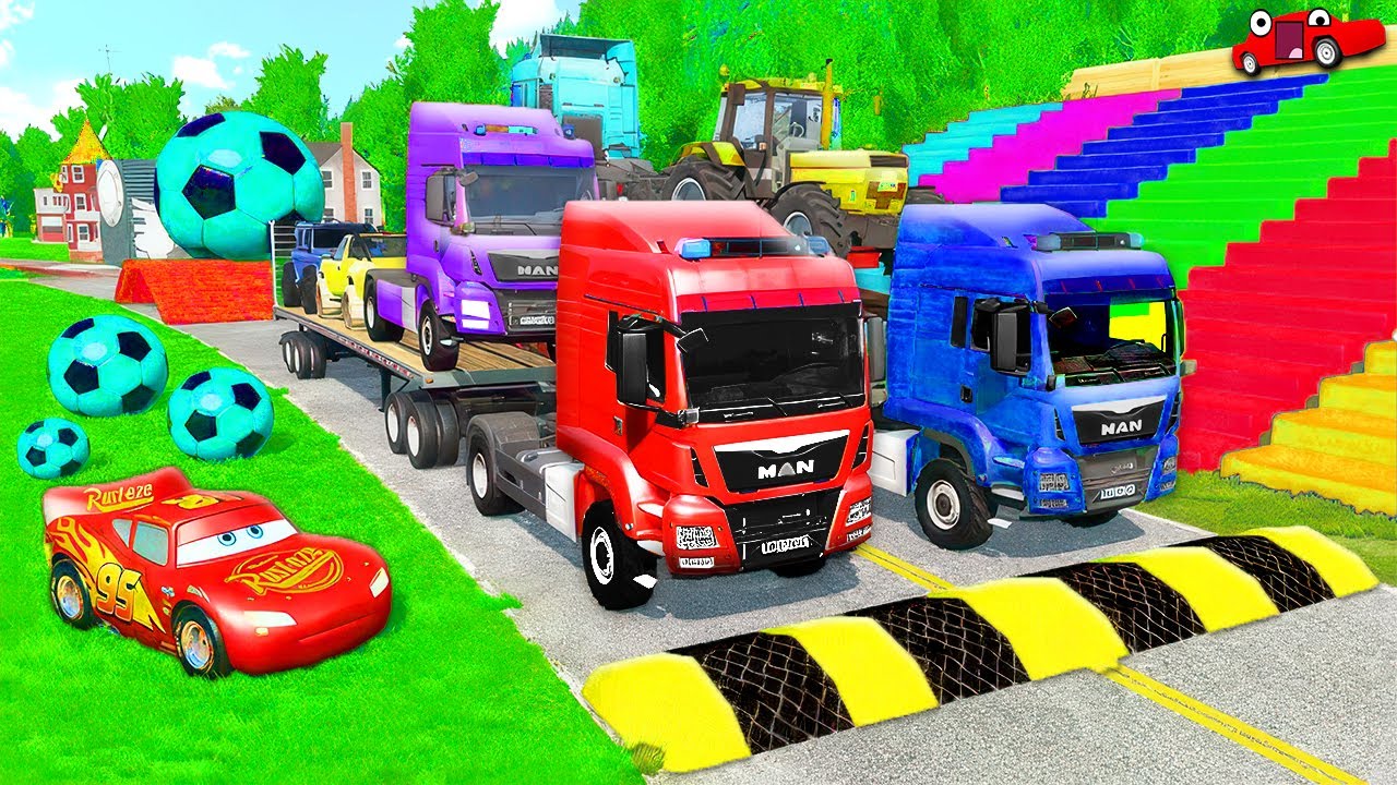Long Car Transport Truck vs Speed Bumps – Physics Crash Test (BeamNG) EP.6 💥
