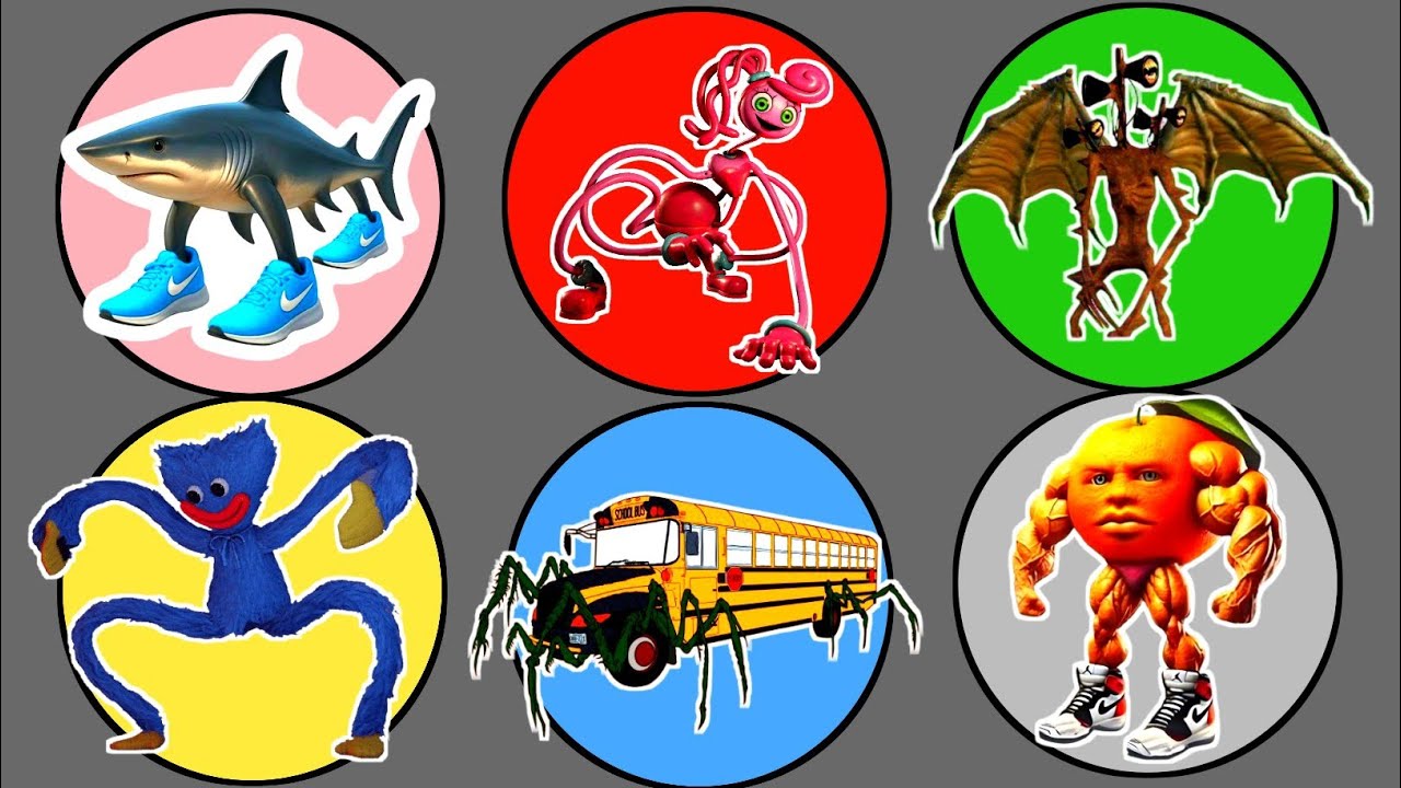 Spin Wheel !! Huggy Wuggy, Hiu Megalodon, Bus Eater, Siren Head Devil, Mommy Long Legs 