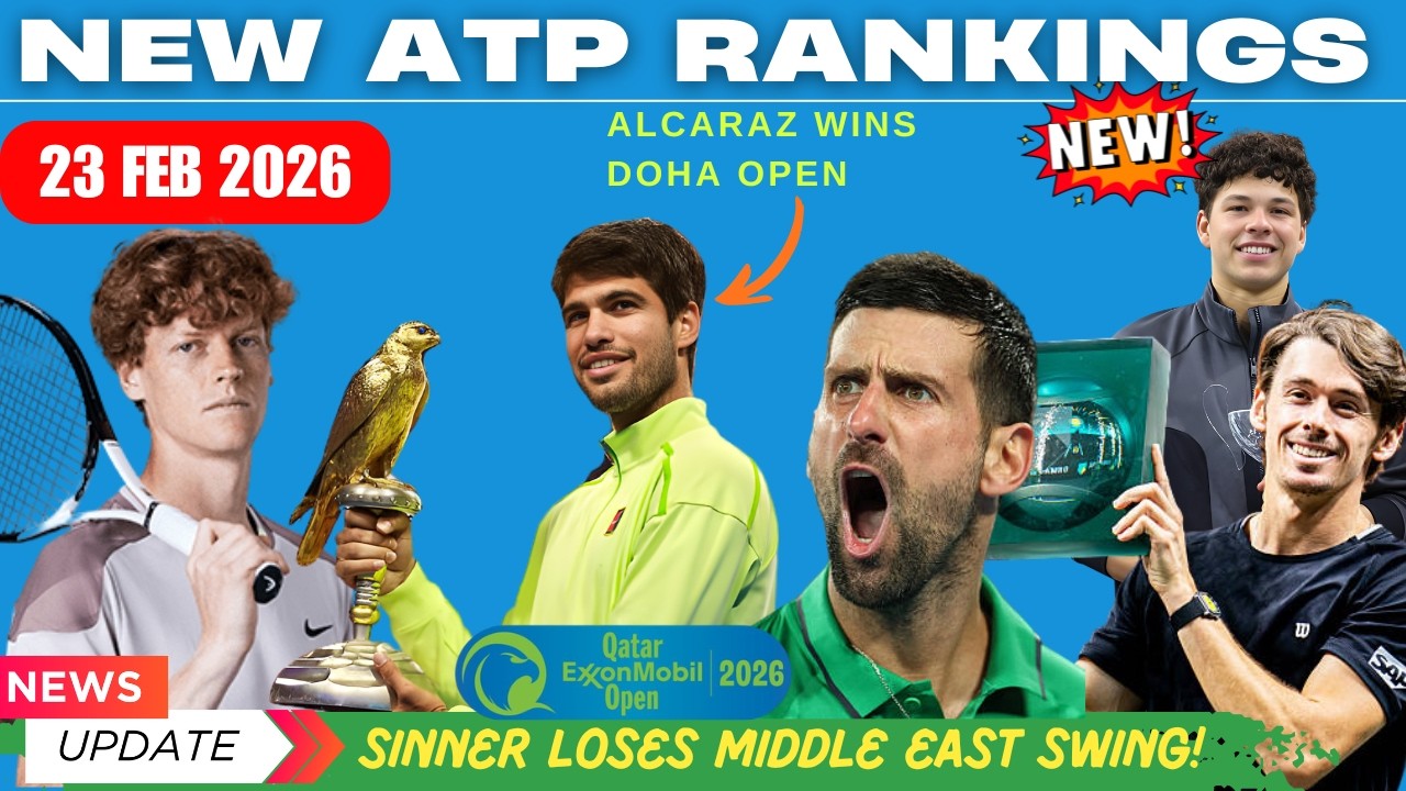 Встряска рейтинга ATP 2026 в Дохе! Алькарас побеждает, Меньшик ошеломляет Синнера, Джокович и Зве...