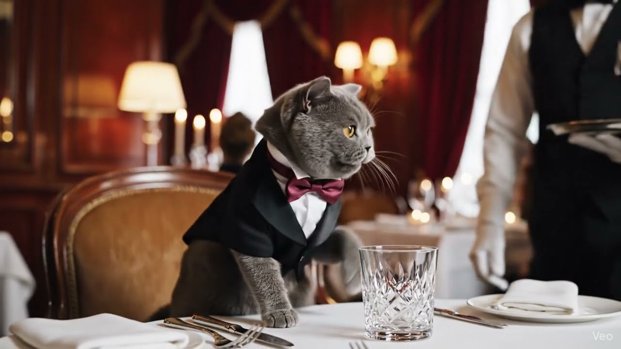 Excuse Me, Waiter? When Your Cat Takes Over a Luxury Restaurant 😂  #shorts#viral#trending#fyp#kitten