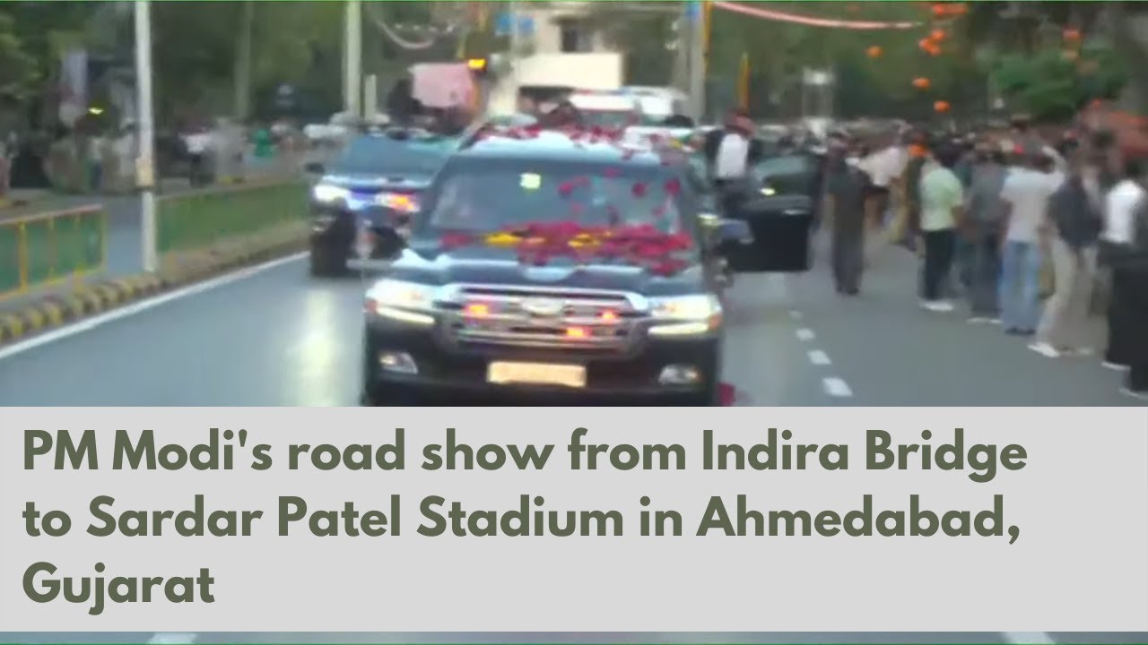PM Modi's road show from Indira Bridge to Sardar Patel Stadium in Ahmedabad, Gujarat