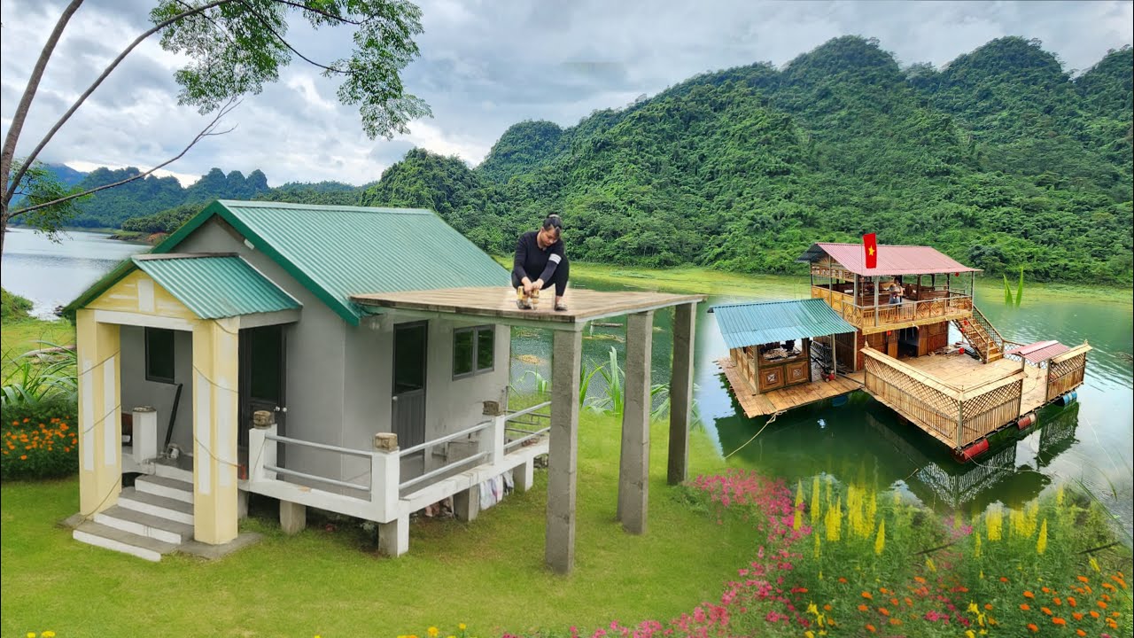 FULL VIDEO : 90 days young girl builds new farmhouse on her own to replace floating house underwater